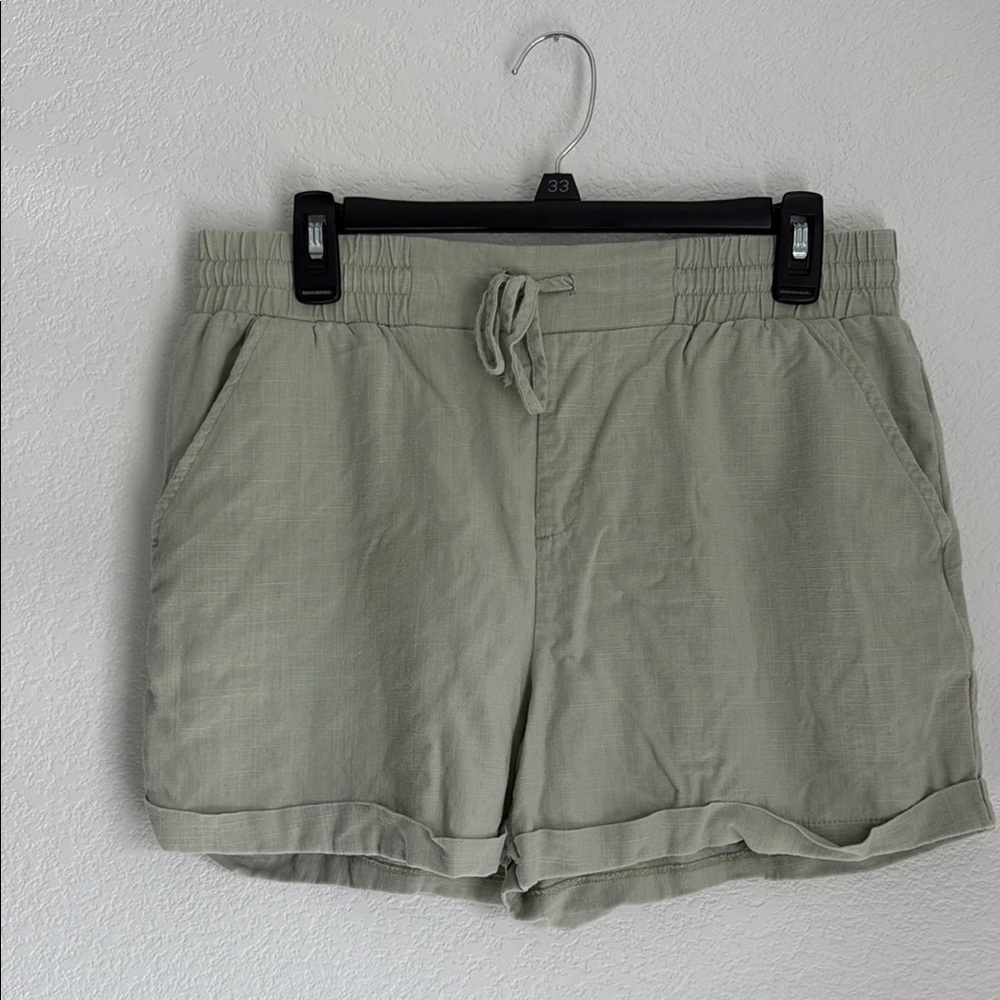Como Vintage Green Cargo Shorts Relaxed Fit Elastic Waistband